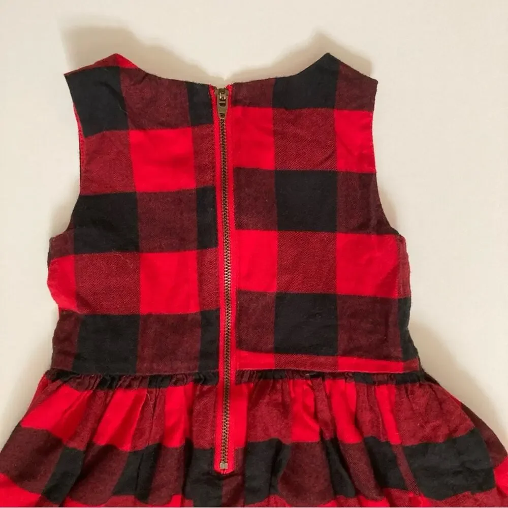 Carter’s Holiday Red Black Buffalo Plaid Tie Front Sleeveless Formal Dress